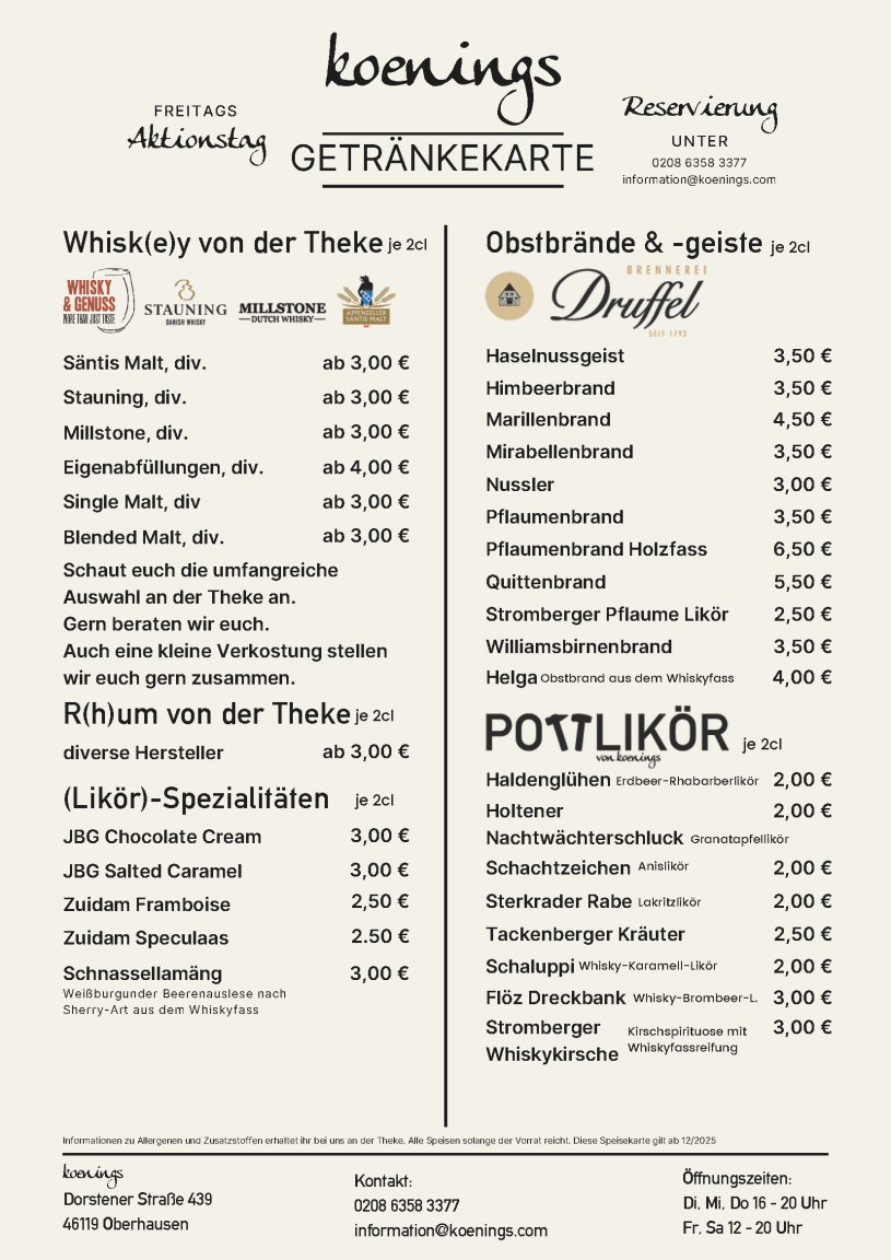 Whisky, Rum, Likör, Obstbrand